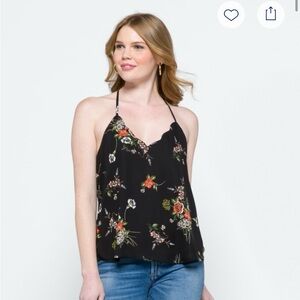 Nine Britton Black Floral Halter Camisole